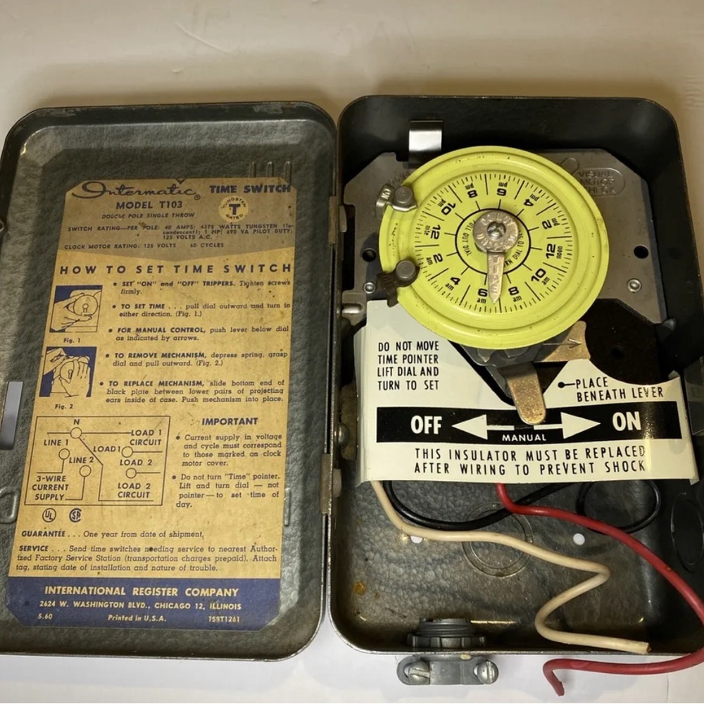 Intermatic Time Switch T103 Double Pole Single Throw Vintage
